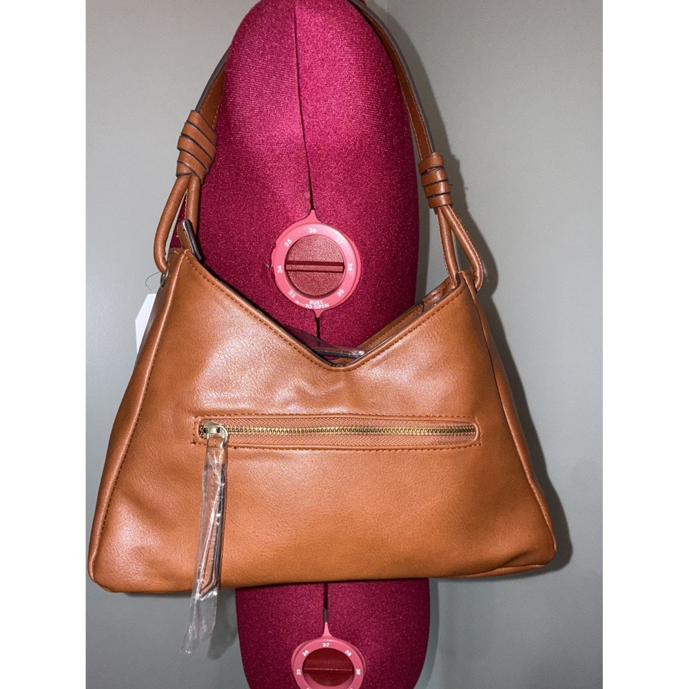 Time and Tru Women's River Faux Leather‎ Small Hobo Shoulder Bag Cognac